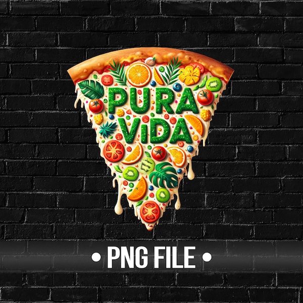 Pizza Pura Vida SVG Vacation Souvenir Tropical Matching Costa Rica PNG