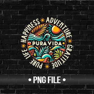 Costa Rica SVG, Pura Vida Pure Life Happiness Gratitude Tee, Relaxation Pura Vida Travel Summer Vacation Souvenir T-Shirt PNG