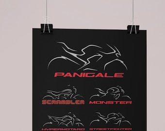 Ducati Motorcycle Lineup Poster: Modern Minimalist Art Print