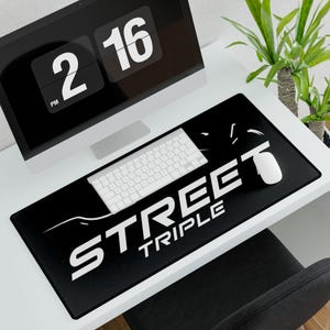 Triumph Motorcycle Enthusiast Desk Mat - STREET TRIPLE, Gaming, Office Decor, Gift for Bikers, Desk Accessories 23.6&quot;x13.8&quot; or 31.5&quot;x15.5&quot;