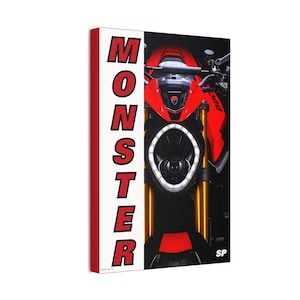 Ducati Monster SP UNFRAMED Canvas Stretched, Wall Art, Home Decor, 8x12 vertical