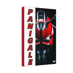 Ducati Panigale V2 UNFRAMED Tela esticada, arte de parede, decoração de casa, impressão vertical 8x12