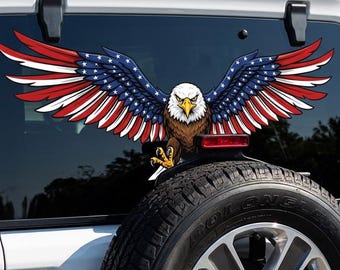 Sticker / sticker met gespreide vleugel Amerikaanse vlag gespreide adelaar