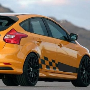 Checkered Flag Side Stripes Graphic Decals / Stickers Fit All car truck SUV and Ford Focus