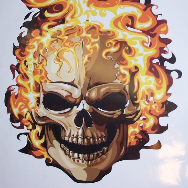 Fire Skull Head Decal / Sticker Great for car truck or SUV Window or Helmet Phone Case Race Car