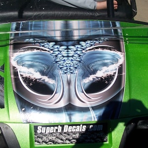 Zestaw grafik w paski na maskę i pod siedzeniem Golf Cart Blue Wave 18" Pasuje do wszystkich modeli samochodów EZGO Club Car i Yamaha