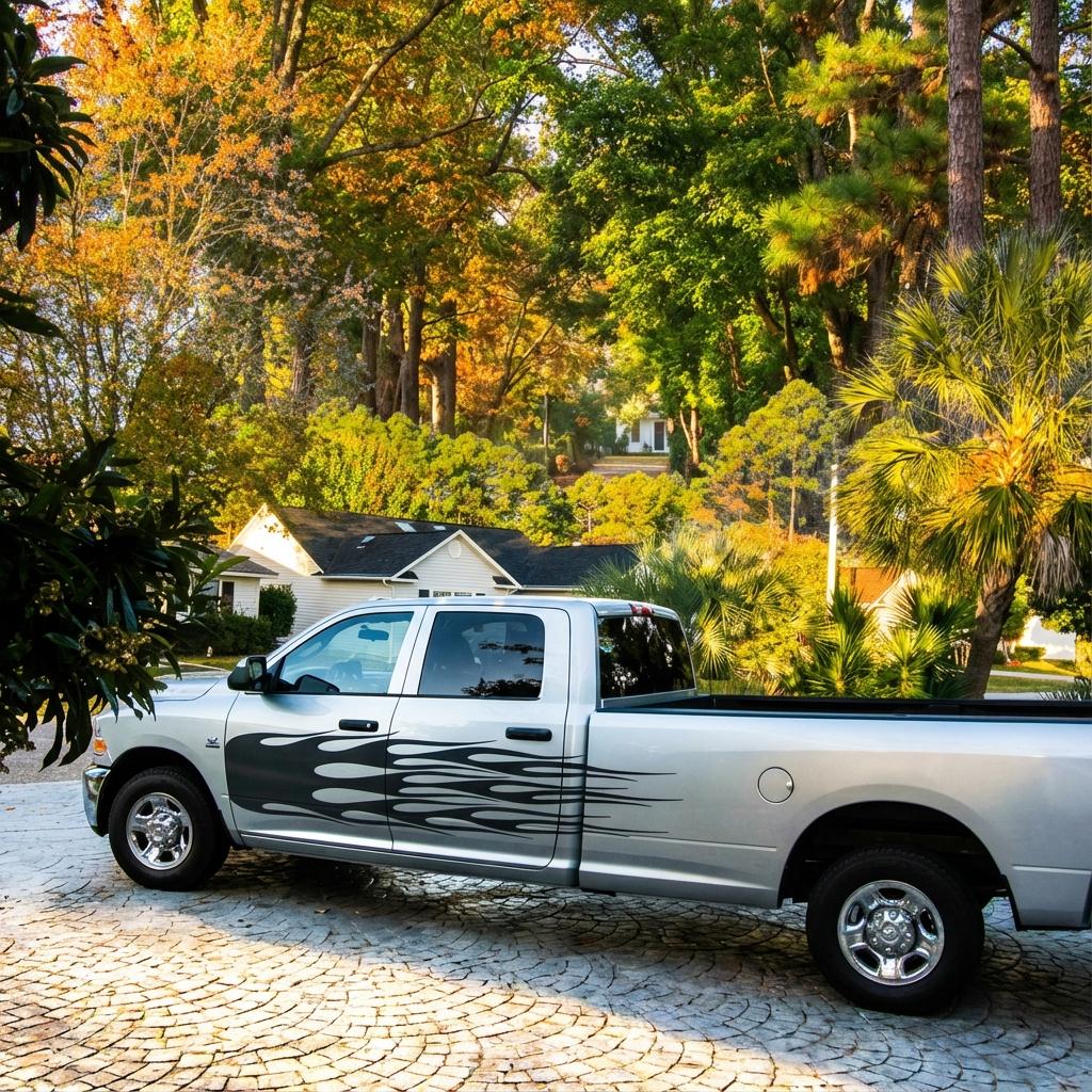 LARGE Flame Side Graphic Decals Flames Graphics Decal FIT Ram Tundra ...