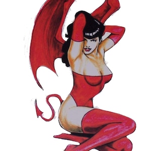 Hot rod Devil Pin Up Decal / Sticker Great for Street Rod Rat Rod car truck or SUV Window