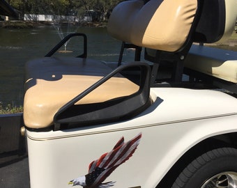 PAIR Angled Attack Eagle Flag on Wings Decals / Stickers Great For Golf Cart Trailer RV motorhome Camper