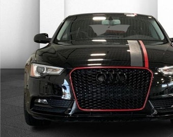 Calcomanías con gráficos de rayas de rally de 2 colores de 6" con desplazamiento, compatibles con todos los Audi A4, A5 y A6.