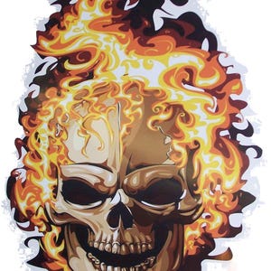Fire Skull Head Decal / Sticker Great for car truck or SUV Window or Helmet Phone Case Race Car