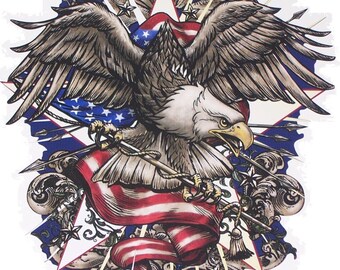 Angry Eagle Holding Arrow American Flag Decal / Sticker Great for car truck or SUV Window