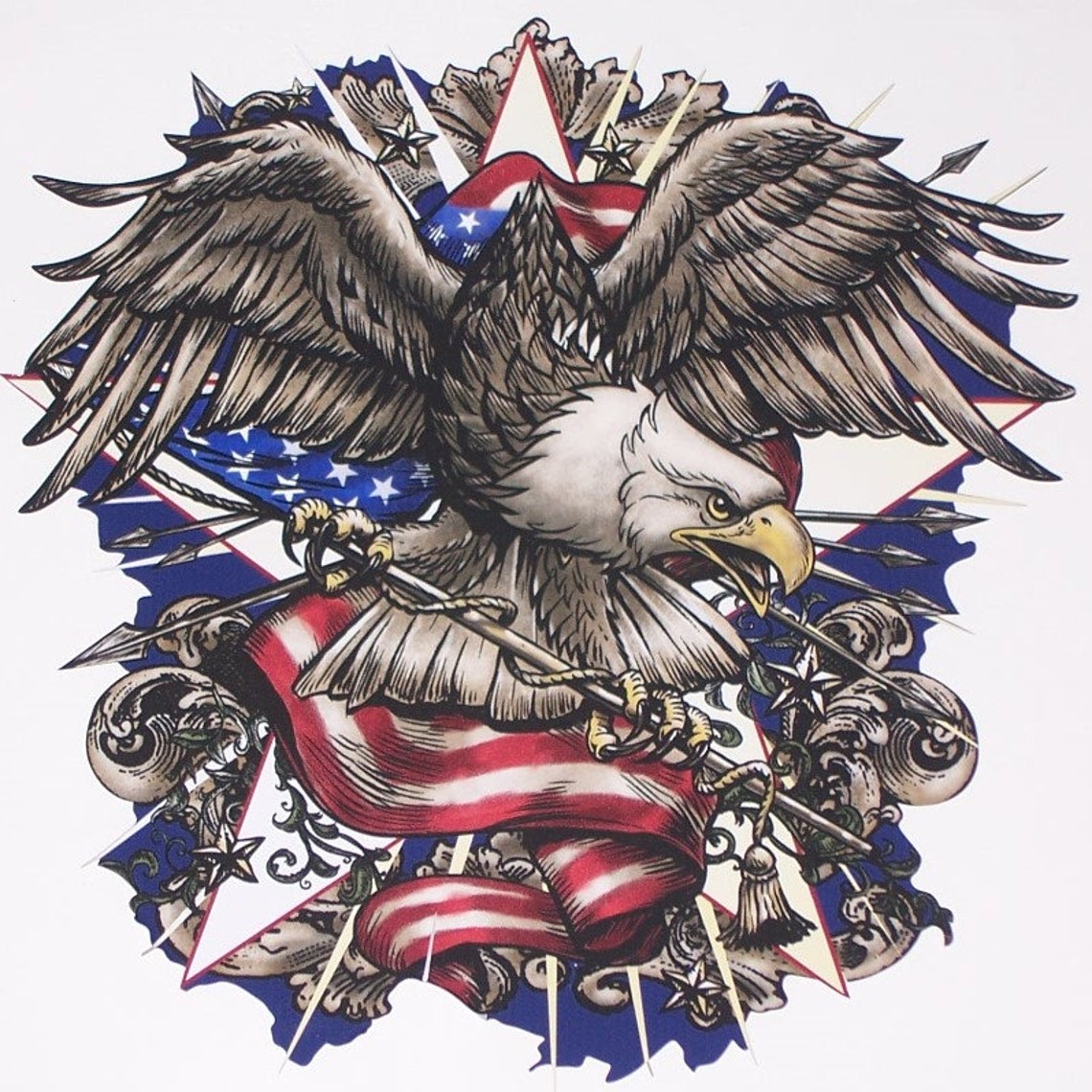 Angry Eagle Holding Arrow American Flag Decal / Sticker Great Etsy