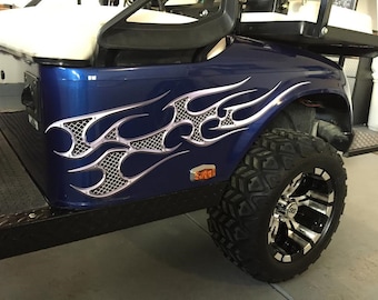 Golf Cart Full Color Tribal Flames Stripe Graphics set FIT all Year and Model EZGO Club Car and Yamaha