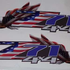 PAIR American Flag Eagle Z71 4x4 bed side Decal / Sticker Set