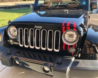 Claw headlight or over logo Rip Decals / Stickers FIT 1997 - 2024 Jeep Wrangler