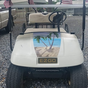 ゴルフカート ビーチシーン 18インチ フードとシート下ストライプグラフィックセット EZGO クラブカーとヤマハの全年式とモデルに適合