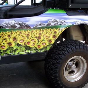Golf Patch Sunflower Patch großes hinteres Fender Wrap Graphik-Set FIT ganzjährig und Modell EZGO Club Car und Yahama