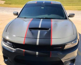 10&quot; Twin 2 color Rally Stripes FIT ALL Model 2005- UP Dodge Charger Gt R/T Scat Pack Hellcat Demon T/A