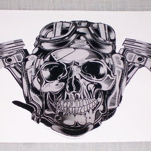 Aviation Biker Head Piston Cross Skull #1 Decal / Sticker Great for car truck or SUV Window or Helmet Phone Case Race Car