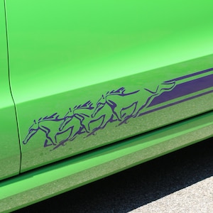 3 Horse Running Stripe graphics set FIT All Model 1994 - 2025 Mustang inclusief GT V6 Ecoboost GT350 en GT500