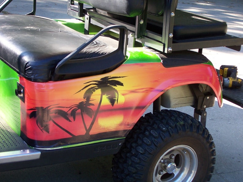 Golf Cart Tropical Palm Tree Large Rear Fender Wrap Graphics Etsy