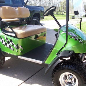 ゴルフカート 49a 破れたチェッカーフラッググラフィックセット 全年式およびモデル EZGO クラブカー ヤマハおよびオフブランドカートに適合