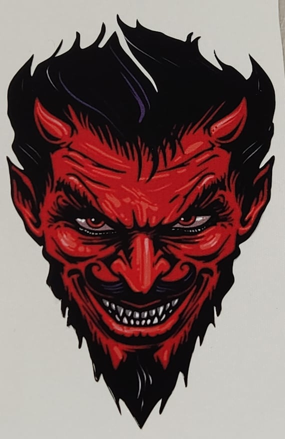 Red Devil Head Decal: Avery Vinyl Sticker for Car, Truck, Laptop