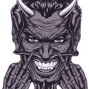 Black & White Hot rod Middle Finger Devil Decal / Sticker Great for Street Rod Rat Rod car truck or SUV Window