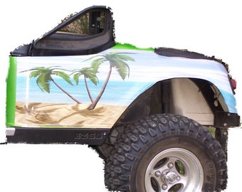 Golf Cart Beach Scene Large Rear Fender Wrap Graphics set FIT all Year and Model EZGO Club Car and Yamaha