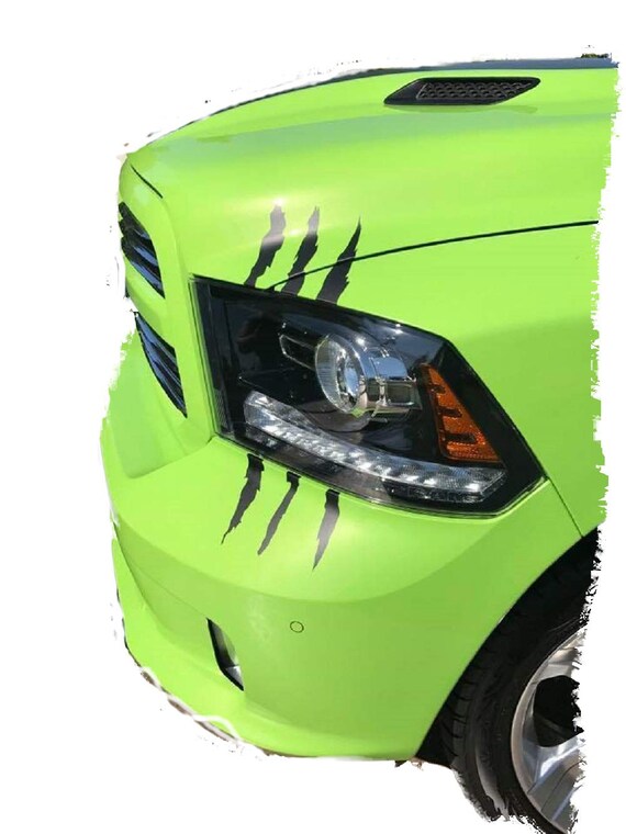 Car Decals Claw Mark Stickers To Cover Hood Headlights Scratches, Modified Cars/ Vans/ SUVs/ Trucks, Pack Of 3 (Green