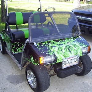 Golf Cart Real Fire Flames FULL Wrap Graphics set FIT all Year and Model EZGO Club Car and Yamaha