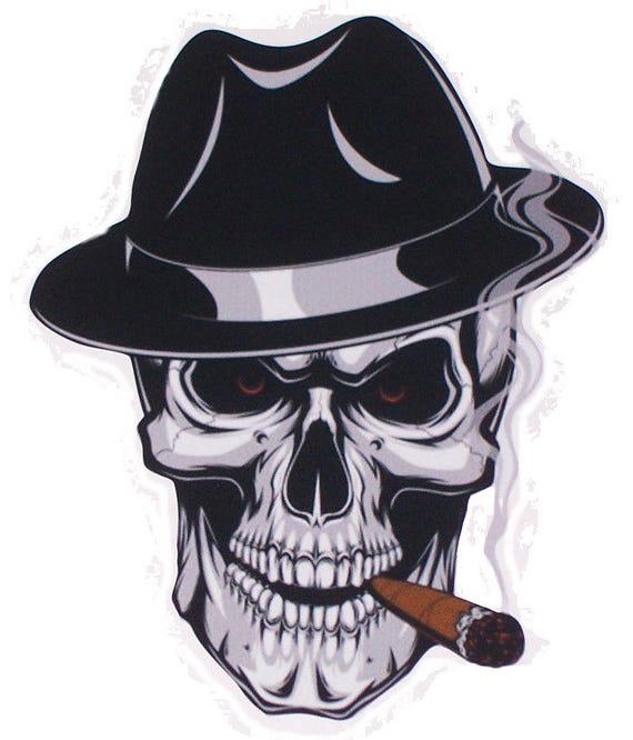 Gangster Hat Skull Decal / Sticker Great for Street Rod Rat Rod car truck  or SUV Window