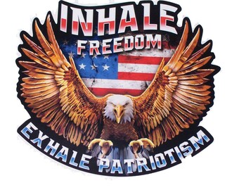 Sticker Amerikaanse vlag adelaar - Inhale Freedom, vinylsticker van Avery