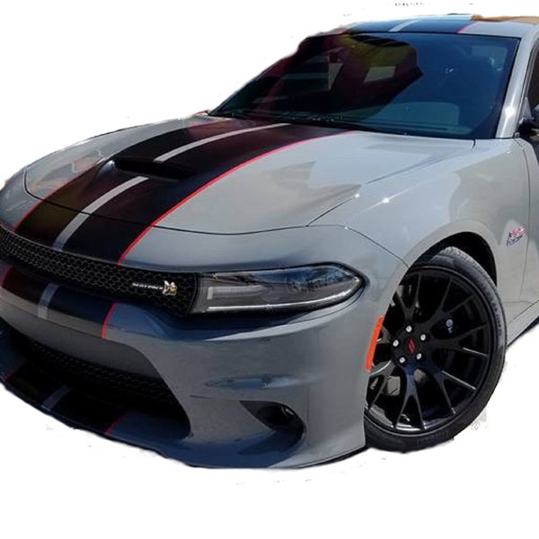 10" Twin 2 color Rally Stripes FIT ALL Model 2005- UP Dodge Charger Gt R/T Scat Pack Hellcat Demon T/A
