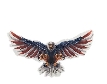 Front Facing Wing Spread American Flag Eagle  Decal / Sticker