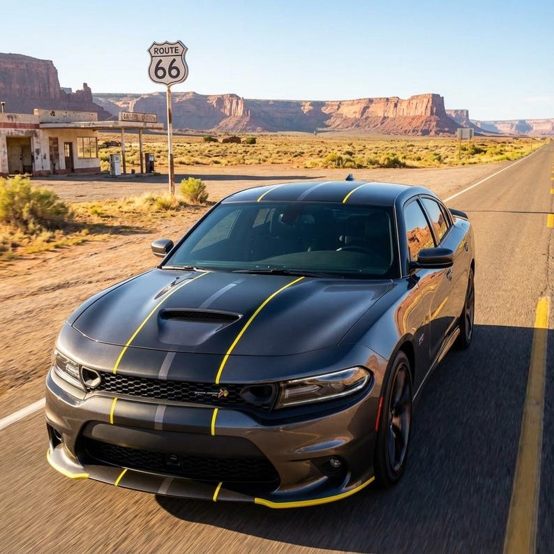 10" Twin 2 color Rally Stripes FIT ALL Model 2005- UP Dodge Charger Gt R/T Scat Pack Hellcat Demon T/A image 1