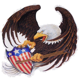 Adesivo/decalcomania con frecce e scudo con bandiera americana, ideale per finestrini di auto, camion o SUV.