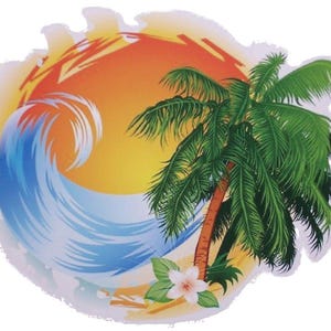 Tropische palmboom golfcirkel sticker / sticker Geweldig voor auto, vrachtwagen of SUV raam of motorhelm