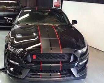 6&quot; Twin 2 color Rally Stripe graphics set FIT All Model 2015 - 2023 Mustang including GT V6 Ecoboost GT350 & GT500