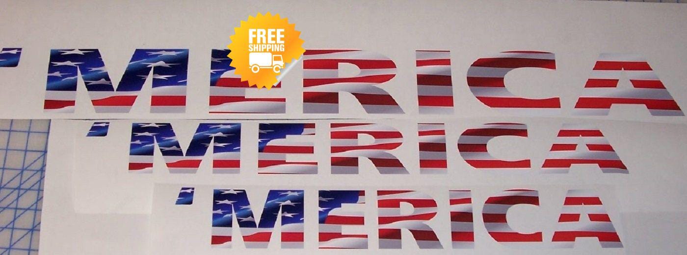 Merica American Flag Windshield Decal / Stickers FIT ALL Car Jeep ...