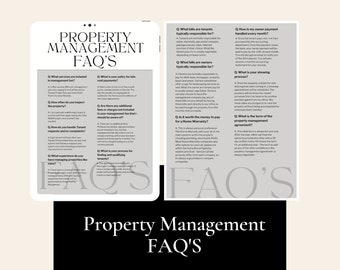 Property Management FAQ'S, Property Manager, Real Estate, Editable, Canva Template