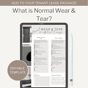 What is Normal Wear & Tear vs. Damage? Property Management, Leasing, Tenant, Editable Digital Template, Canva, Real Estate