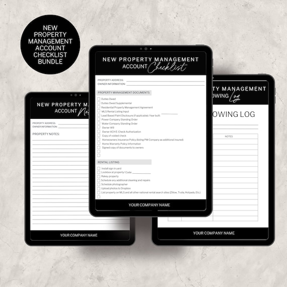 Property Management Checklist Bundle, Canva Template (Digital Download)