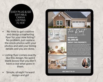 Real Estate Listing Flyer: Canva Editable Template