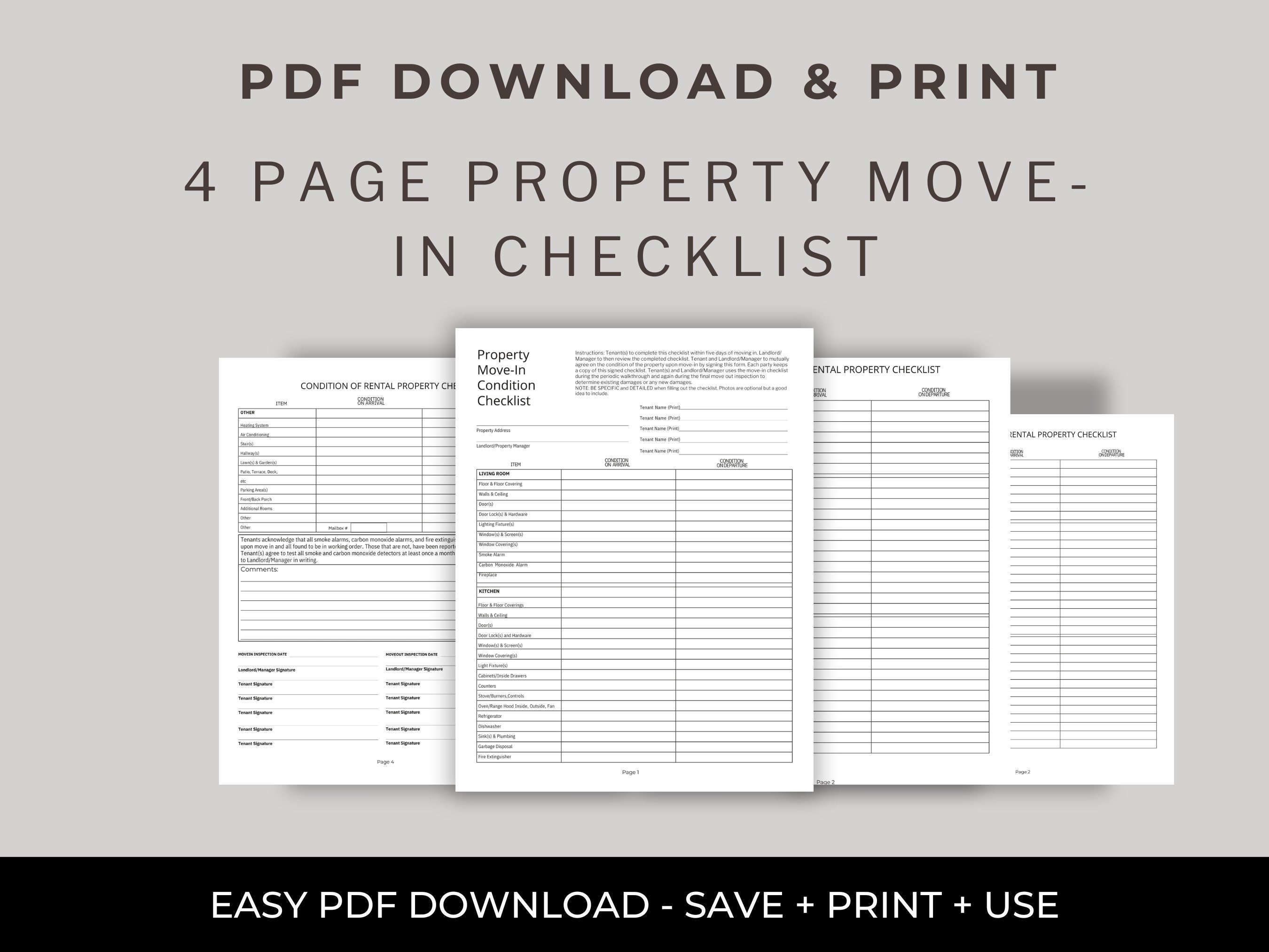 Move In Checklist Pdf Property Move in Condition Checklist | PDF | Printable | Tenant Forms ...