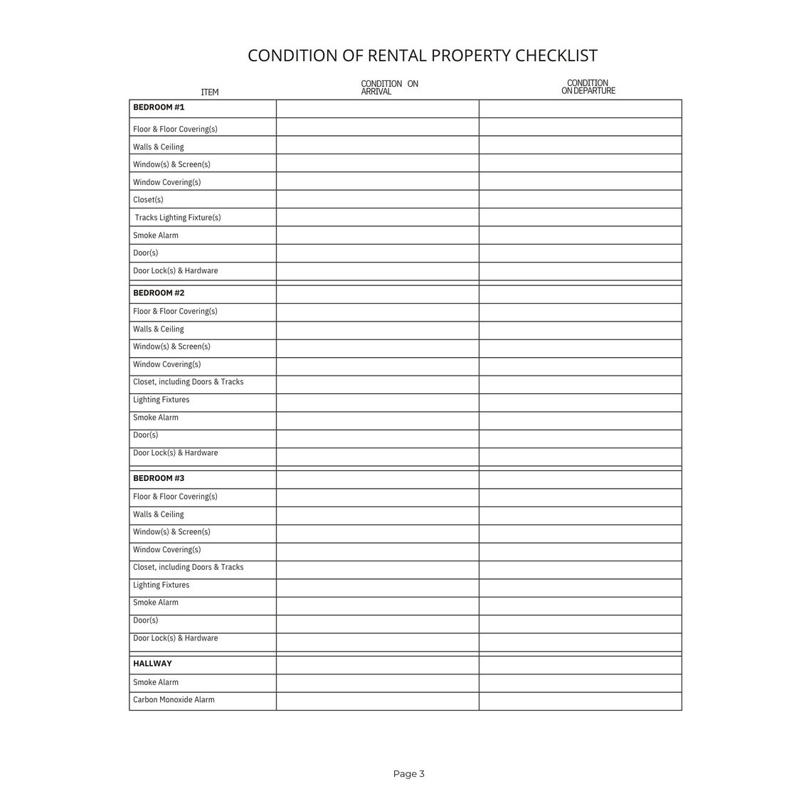 Property Move in Condition Checklist PDF Printable Tenant - Etsy