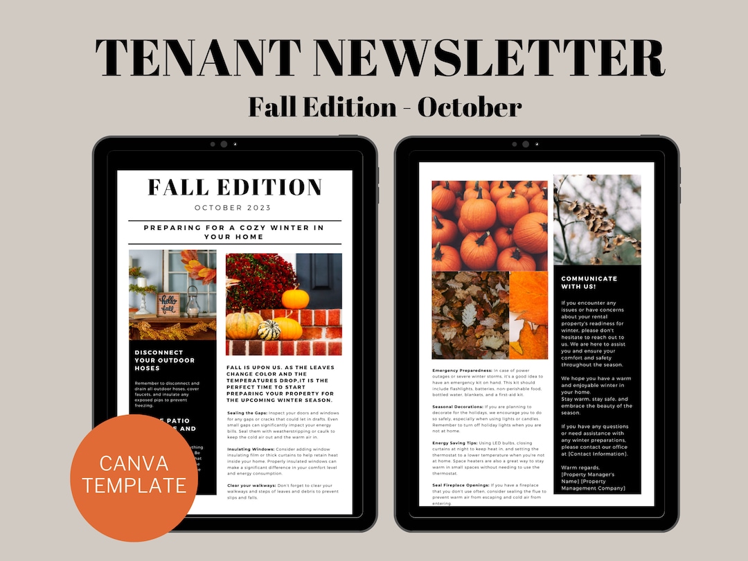 property-management-newsletter-template-fall-newsletter-editable-canva-property-manager-real-estate-etsy