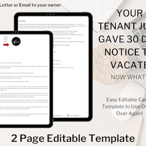 Tenant 30 Day Notice | Property Management | Editable Canva Template