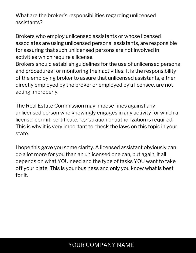 Hiring A Licensed/unlicensed Assistant, Real Estate, Property ...